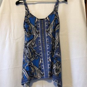Blue Flowy Tank with Pattern